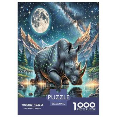 Schwarze Nashörner Puzzles 1000 Teile Schwer Puzzle Spielzeug Pädagogisches Spiel Impossible Herausforderung Spielzeug Für Erwachsene Und Kinder in Bewährter 70x50cm/1000pcs von ChengzeTCo